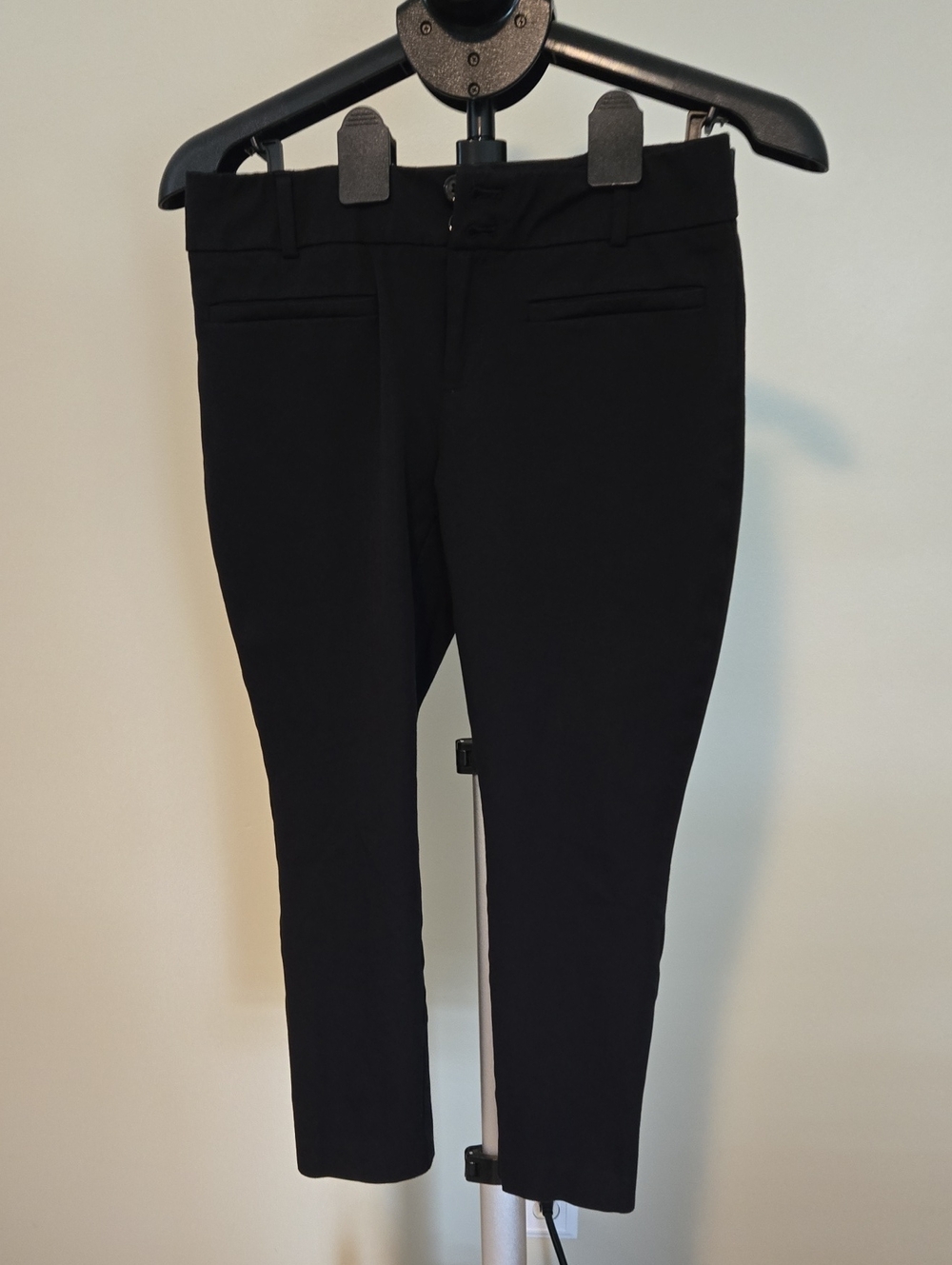 Anthropologie Black Slim Pants with Pink Stitching